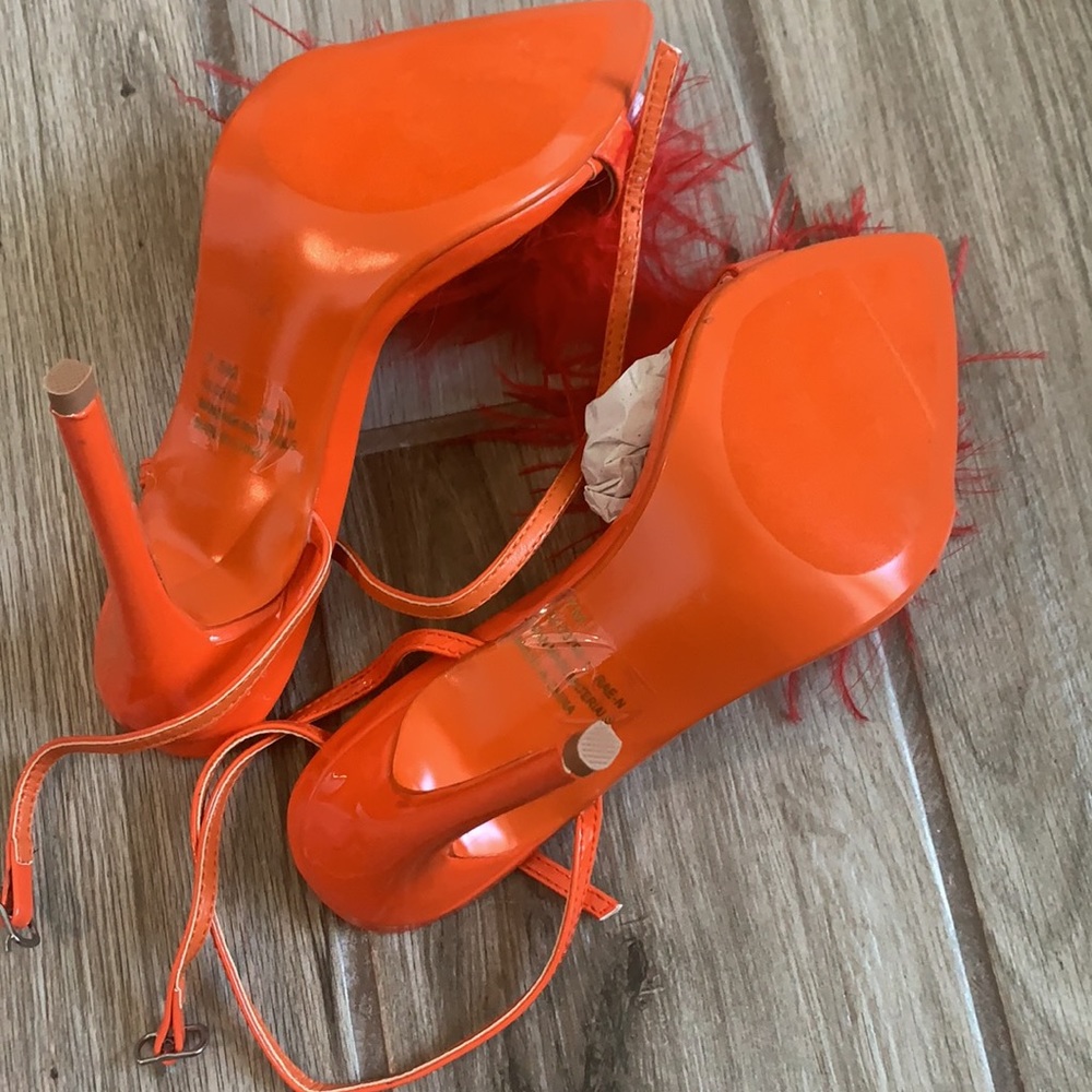 Brand New Fashion Nova Orange Sexy Strap Heels - Picture 8 of 10